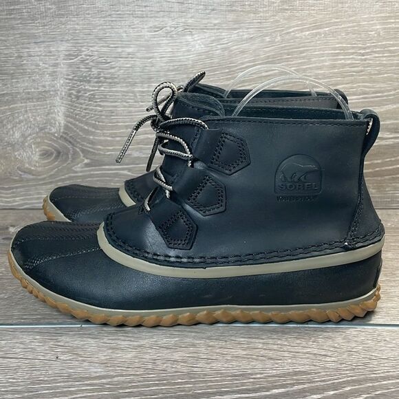 Sorel Out ‘N About Plus Black Nubuck Women’s Sz 7.5 Warm Waterproof Duck Boots - Picture 3 of 12